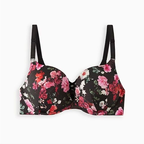 torrid Other - Torrid Women's 42DDD Push-Up Plunge Back-Smoothing Bra, Black Floral